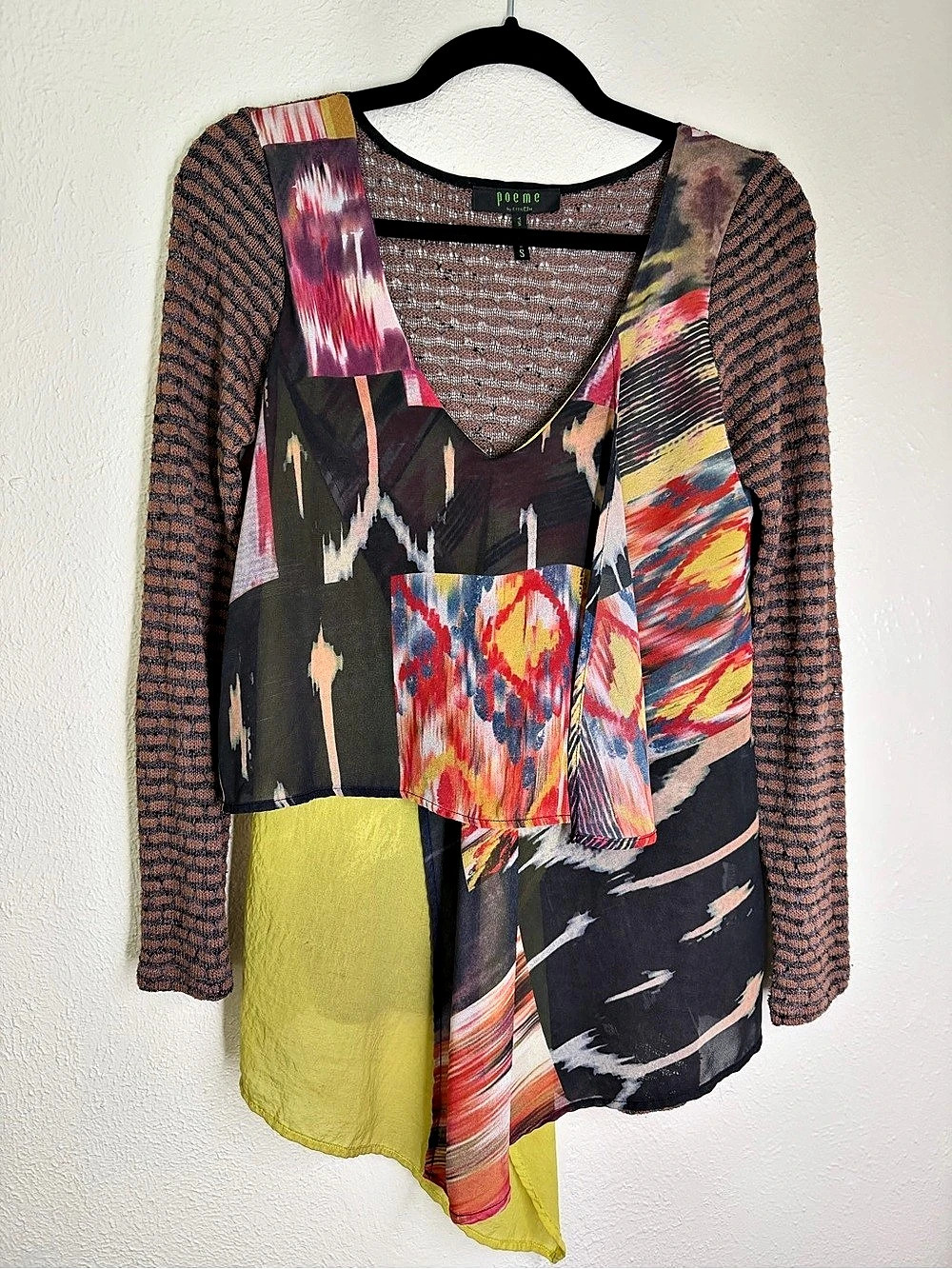 Poeme Abstract Layered Tunic in Black & Yellow Size small